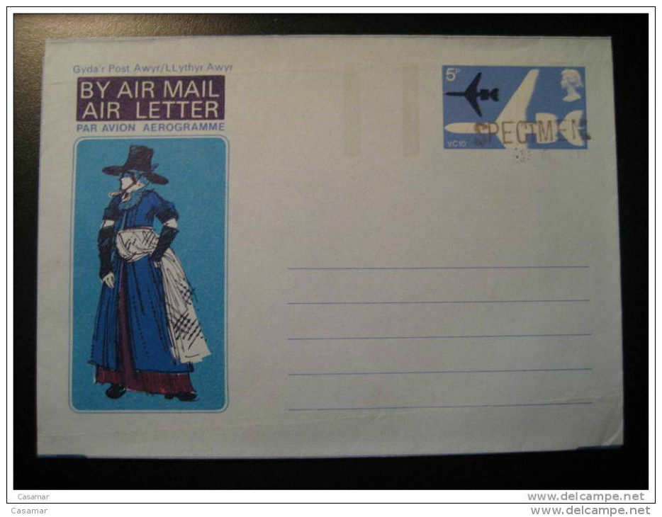 ENGLAND UK GB Specimen Overprint Proof Epreuve Air Letter Aerogramme Air Letter Mail Avion Aerograma - Fictifs & Spécimens