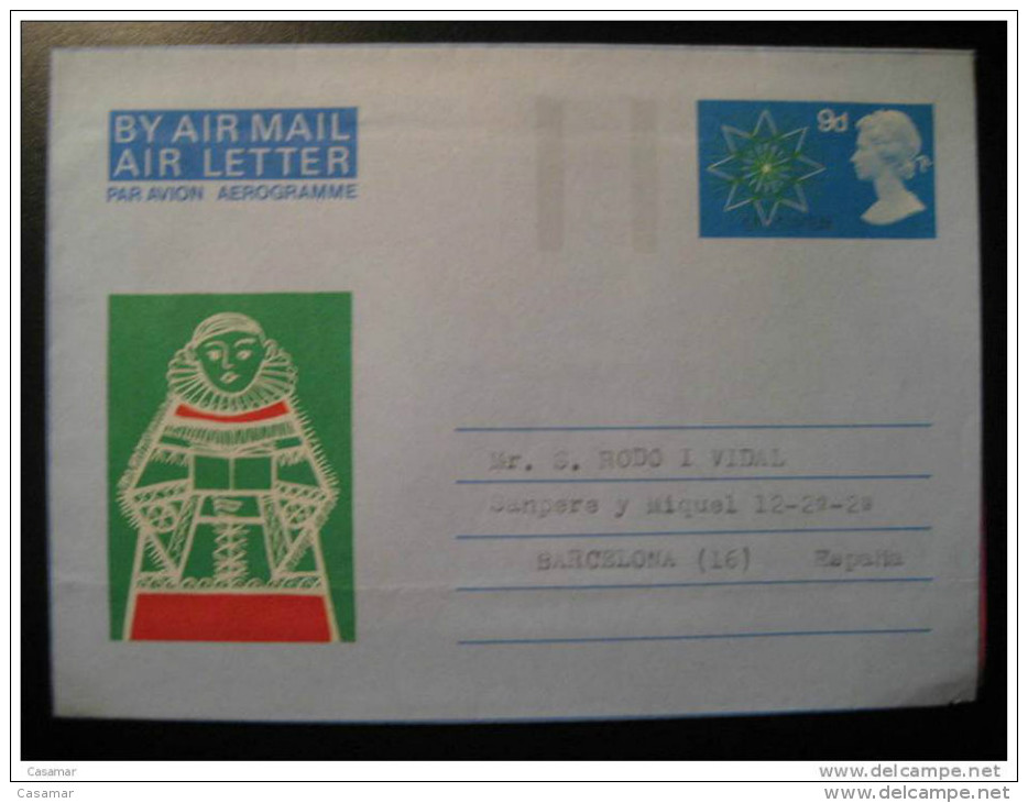 ENGLAND UK GB Specimen Overprint Proof Epreuve Air Letter Aerogramme Air Letter Mail Avion Aerograma - Fictifs & Spécimens