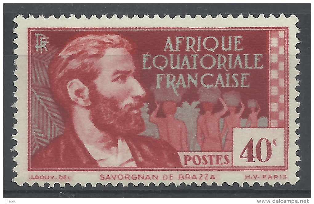 French Equatorial Africa (AEF), Pierre Savorgnan De Brazza, French Explorer, 40c, 1937, MH VF - Unused Stamps