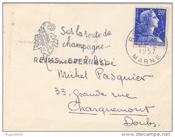 Flamme Concernant Le Vin : Champagne     Année 1957 - 1955-1961 Marianne (Muller)