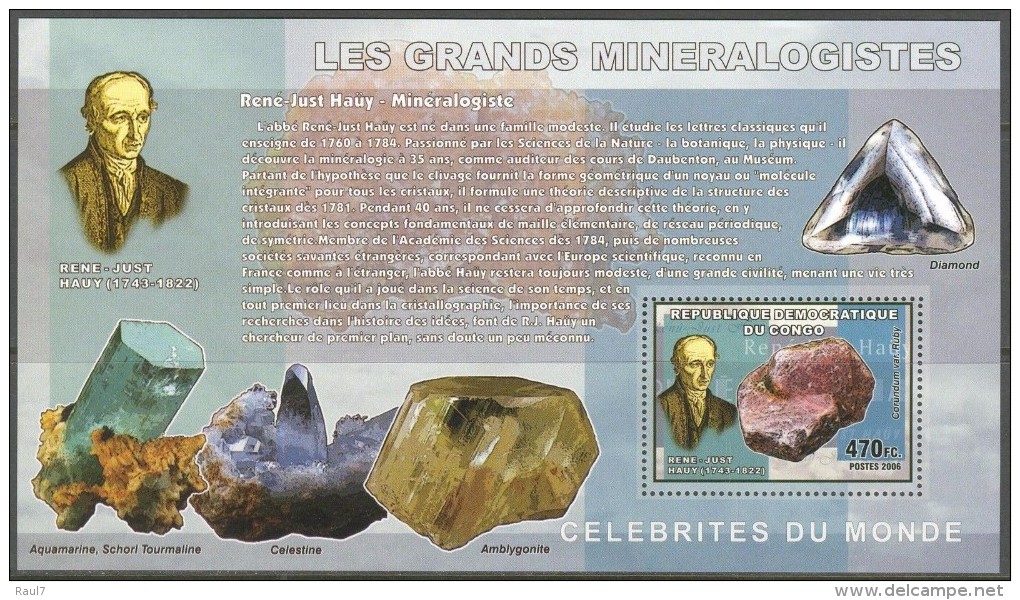 R. D. Du Congo 2006 - Mineraux, René-Just Haüy Minerologue - BF 393 ** Neufs // Mnh - Ungebraucht