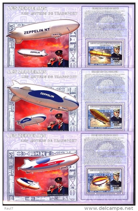 R. D. Du Congo 2006 - Histoire De L'Aviation, Zippelins I - 3 BF ** Neufs // Mnh - Ungebraucht