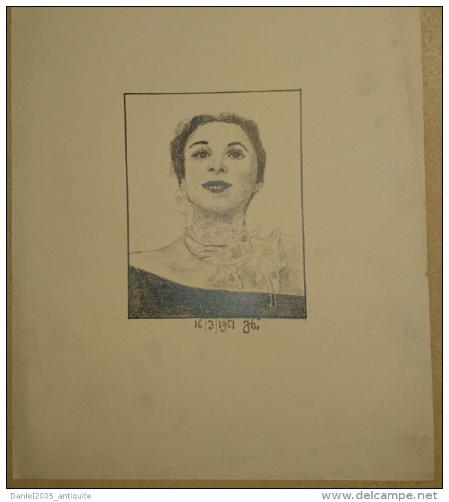 Dessin Au Crayon 1951- Jeune Femme  (1) - Dibujos