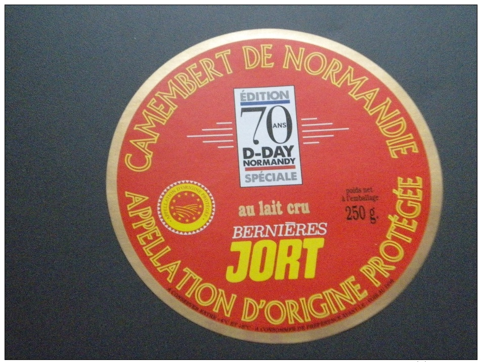 étiquette Fromage Neuve : Camembert Bernières Jort  édition 70 Ans D-DAY Normandy  Spéciale Anniversaire Débarquement - Cheese