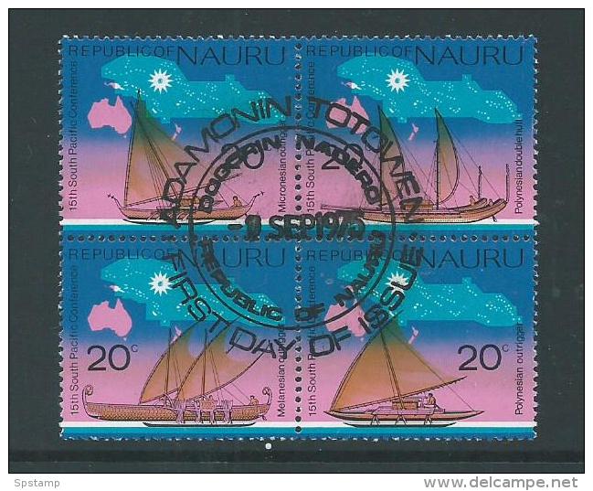 Nauru 1975 South Pacific Conference Sail Boat Set Of 4 In Block Format FU - Nauru