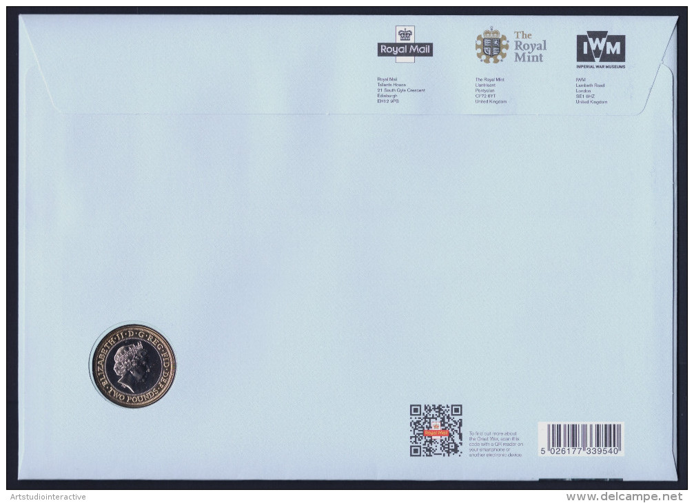 2015 ROYAL MAIL "CENTENARY OF WORLD WAR I" COIN COVER (BU) - 2011-2020 Dezimalausgaben