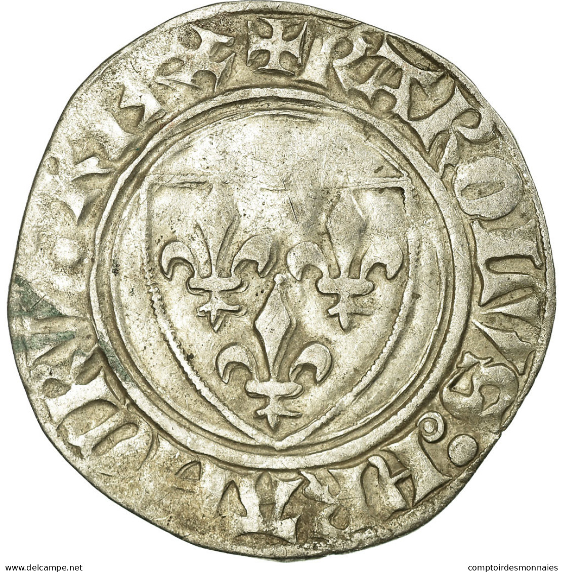 Monnaie, France, Blanc, TTB, Billon, Duplessy:377 - 1380-1422 Charles VI Le Fol