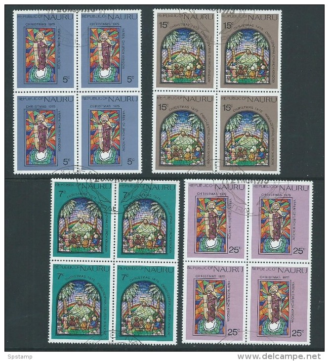 Nauru 1975 Christmas Stained Glass Windows Set Of 4 In Blocks Of 4 FU - Nauru