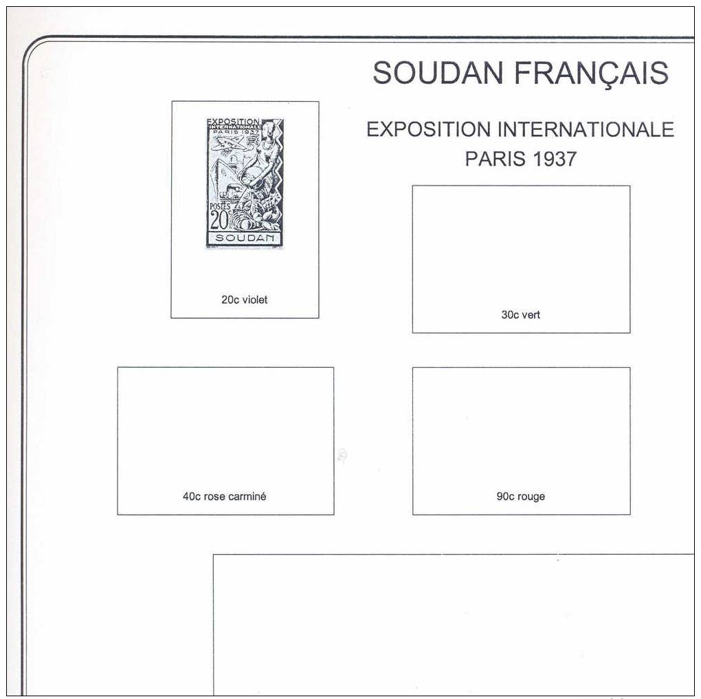 Feuilles Album SOUDAN FRANÇAIS (11 Feuilles) Avec Page De Garde (Qualité Professionnelle) - Pré-Imprimés