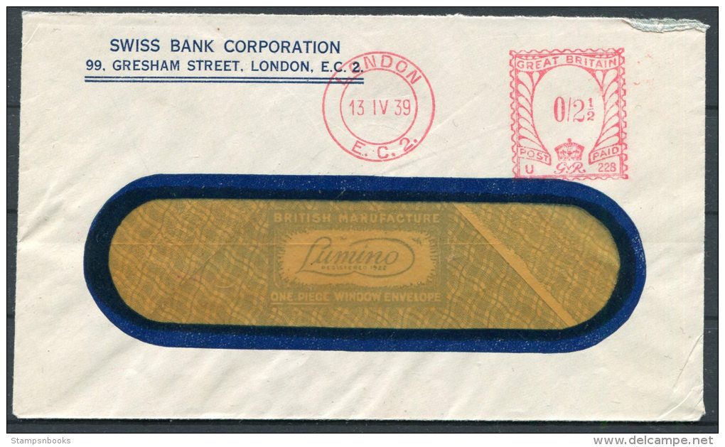 1939 GB London Swiss Bank Corporation Cover - Covers & Documents