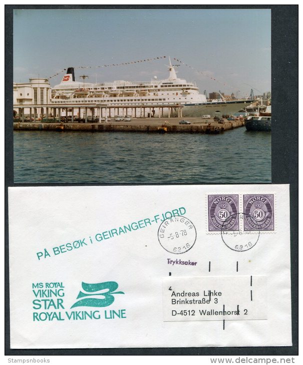 1978 Norway Geiranger M/S Royal Viking Star Ship Cover + Photo - Covers & Documents