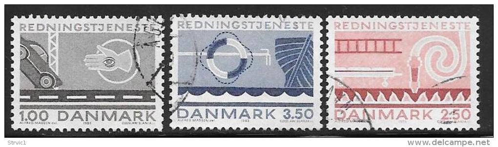 Denmark, Scott # 742-4 Used Life Saving And Salvage Services, 1983 - Used Stamps