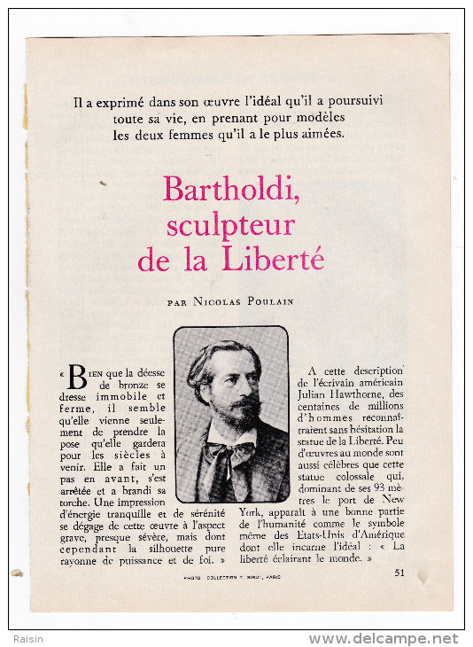 Bartholdi Sculpteur, Créateur De"La Liberté Statue Géante Du Patrimoine National Américain"par Nicolas Poulain,Condensé - Non Classés