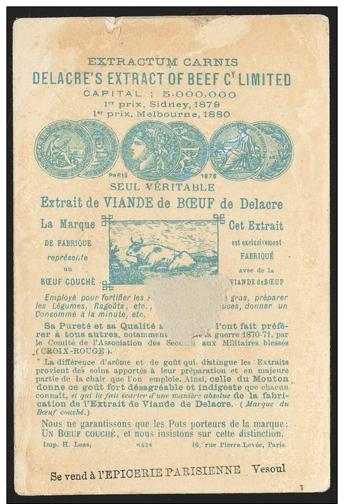 Chromo DELACRE (extrait De Viande De B&oelig;uf) - Jeune Homme Au Théatre - Altri & Non Classificati