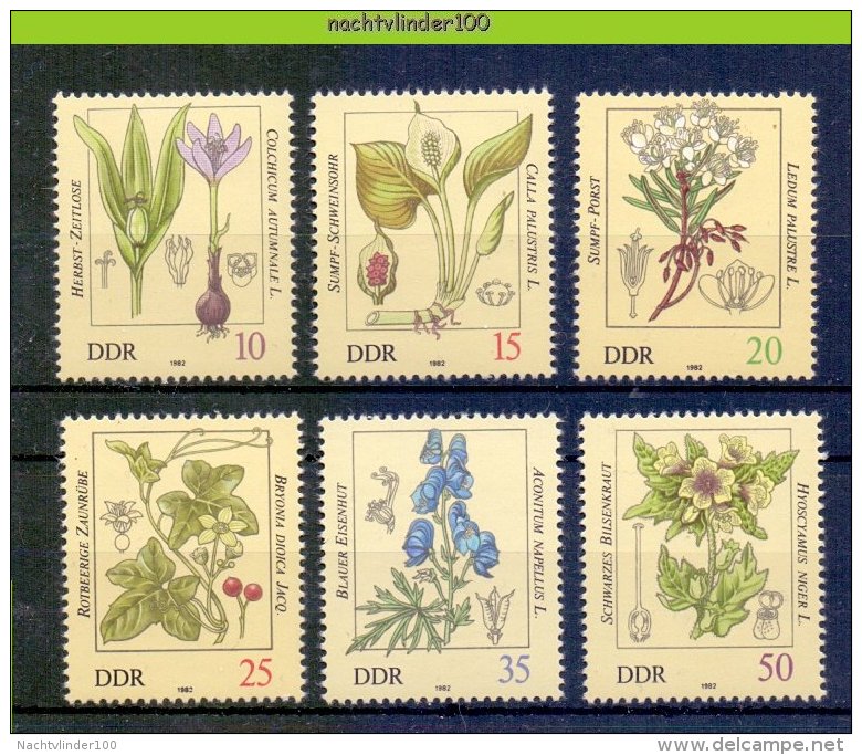 Mdl043 FLORA BLOEMEN GIFTIGE PLANTEN TOXIC PLANTS FLOWERS BLUMEN FLEURS FLORES DDR 1982 PF/MNH - Plantes Toxiques