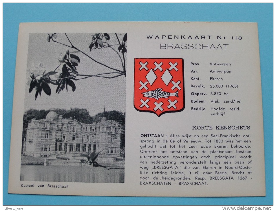 Wapenkaart Nr. 113 ( Kasteel Van Brasschaat ) / Anno 19?? ( Zie Foto Voor Details ) !! - Brasschaat