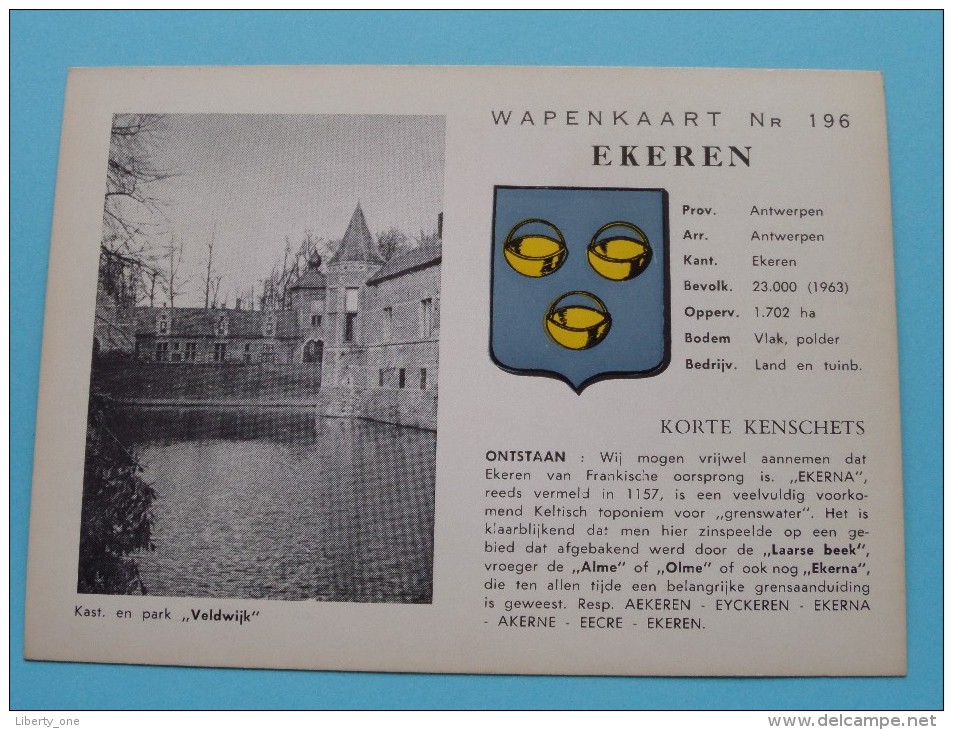 WAPENKAART Nr. 196 Ekeren / Anno 19?? ( Zie Foto Voor Details ) !! - Antwerpen