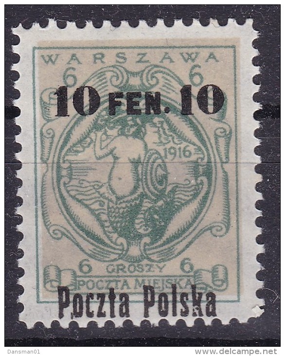 POLAND 1918  Warsaw Ovpt Fi 3 B3 Mint Hinged - Ungebraucht