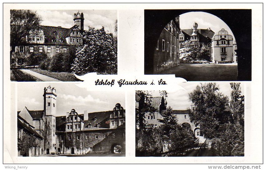Glauchau - S/w Mehrbildkarte 4  Schloß - Glauchau