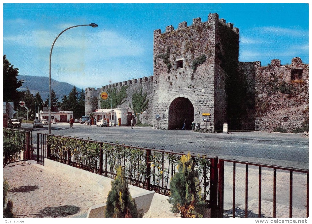 03848 "RIETI - PORTA D'ARCI SEC. XIII" DISTRIB. SHELL-CALTEX, ANIMATA, AUTO '60. FOTOCOLOR KODAK.  CART. NON SPED. - Rieti