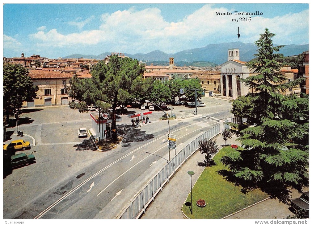 03849 "RIETI M. 405 - PIAZZA CAVOUR" DISTRIB. ESSO,  AUTO '60. FOTOCOLOR KODAK.  CART. NON SPED. - Rieti