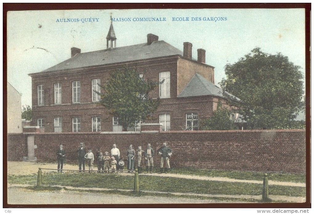 Cpa Aulnois Quevy   école  1907 - Quévy