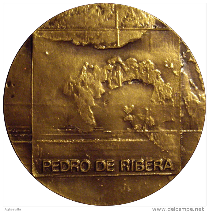 ESPAÑA. MEDALLA F.N.M.T. HOMENAJE A PEDRO DE RIBERA 1.983. ESPAGNE. SPAIN - Profesionales/De Sociedad