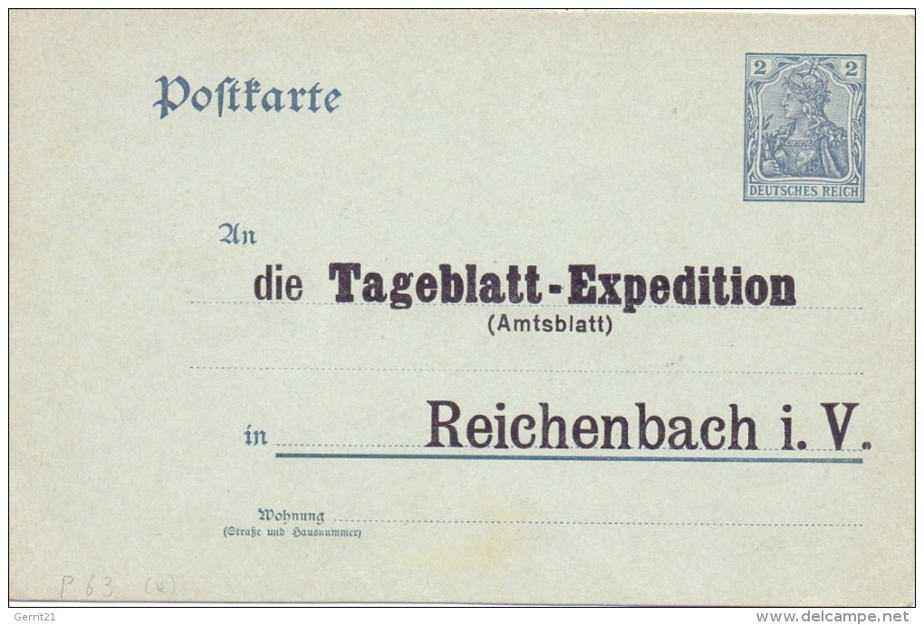 0-9800 REICHENBACH, GA Mit Zudruck, Tageblatt-Expedition - Reichenbach I. Vogtl.