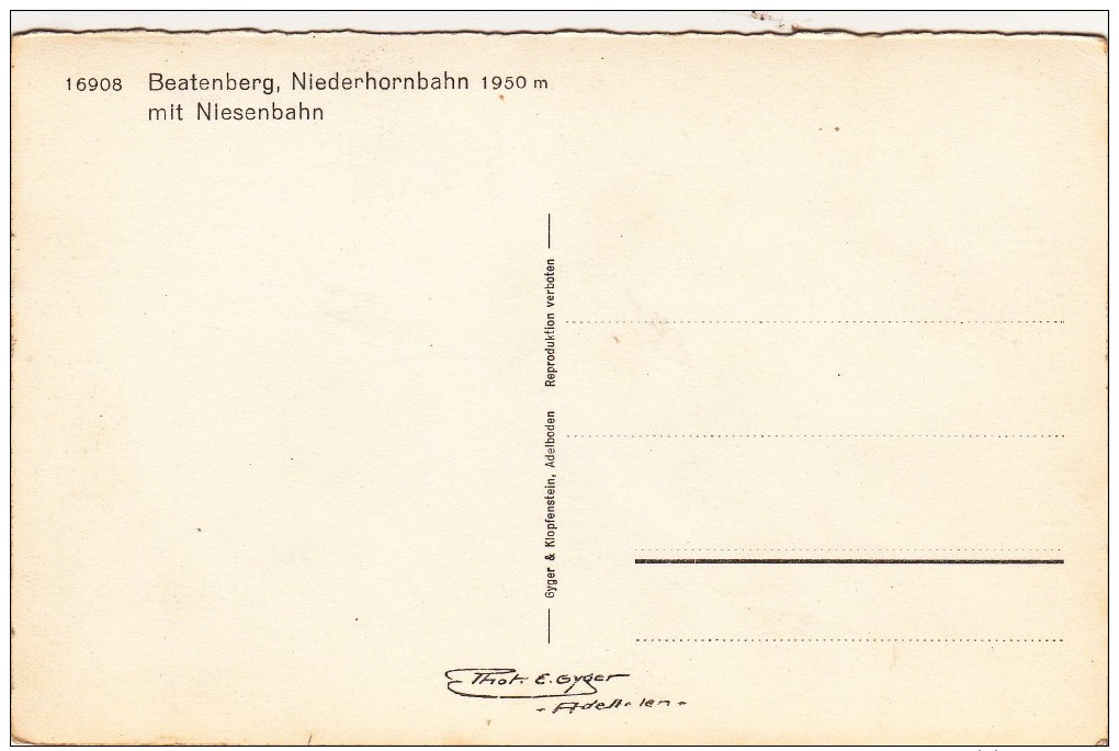 Old Small Card Of Beatenberg,Niederhornbahn Mit Niesenbahn,Berne, Switzerland,J27. - Beatenberg