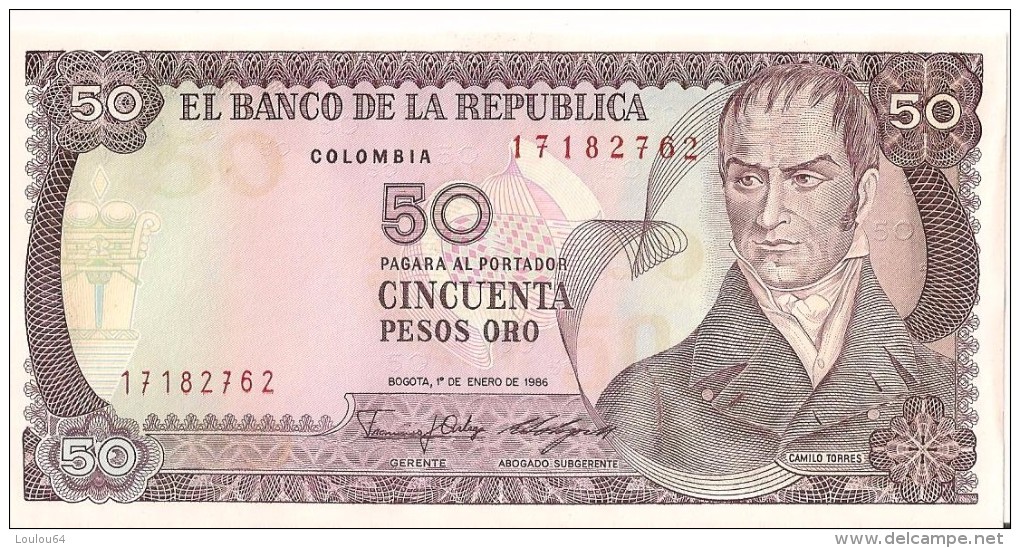 Billets - Colombie - 50 Pesos Oro - 1986 -  Neuf - Non Circulé - - Colombia