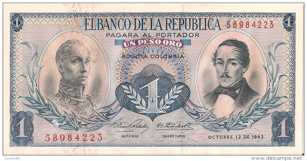 Billets - Colombie - 1 Peso Oro - 1963 -  Neuf - Non Circulé - - Colombie