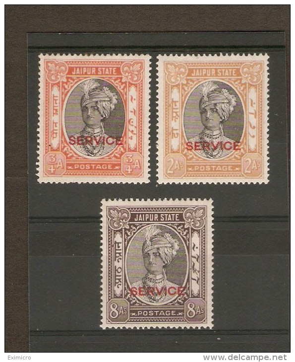 INDIA - JAIPUR 1943/1944 OFFICIALS ¾a, 2a, 8a SG O24, O26, O29 MOUNTED MINT Cat £12.75 - Jaipur