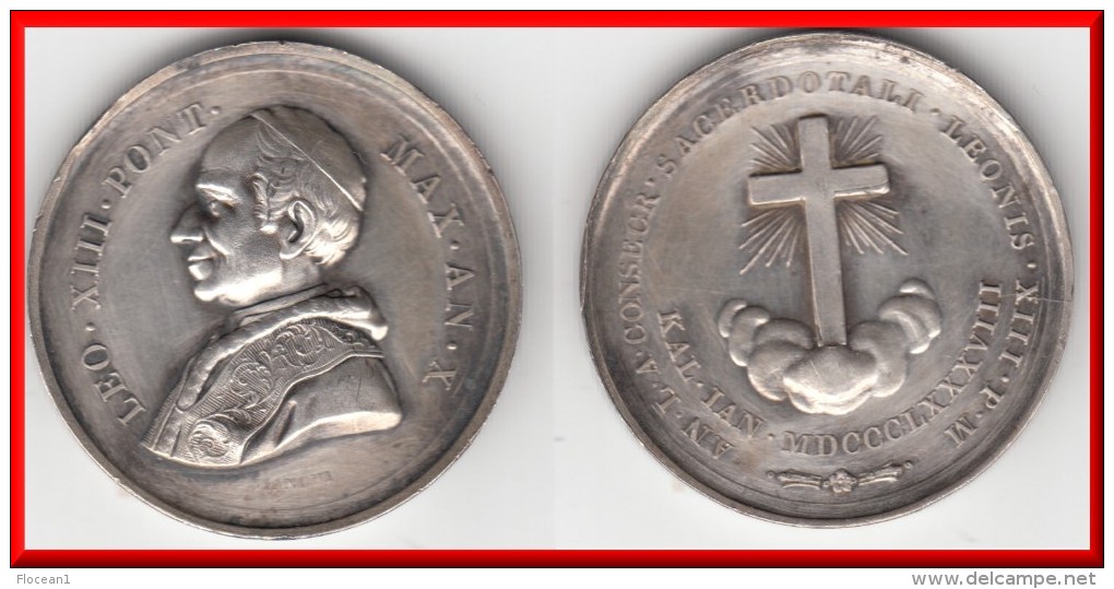 ** ITALIE - ITALIA - VATICAN - VATICANO - 1888 - MEDAILLE PAPE LEON XIII - POPE LEO XIII - AN X ** ACHAT IMMEDIAT !!! - Altri & Non Classificati