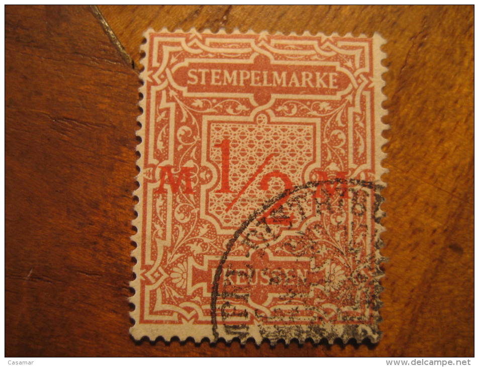 PREUSSEN Prussia 1/2 M Stempelmarke Revenue Fiscal Tax Postage Due Official GERMANY - Andere & Zonder Classificatie