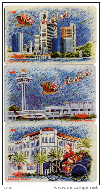 PERE NOEL LOT 3 CARTES SINGAPOUR - Noel