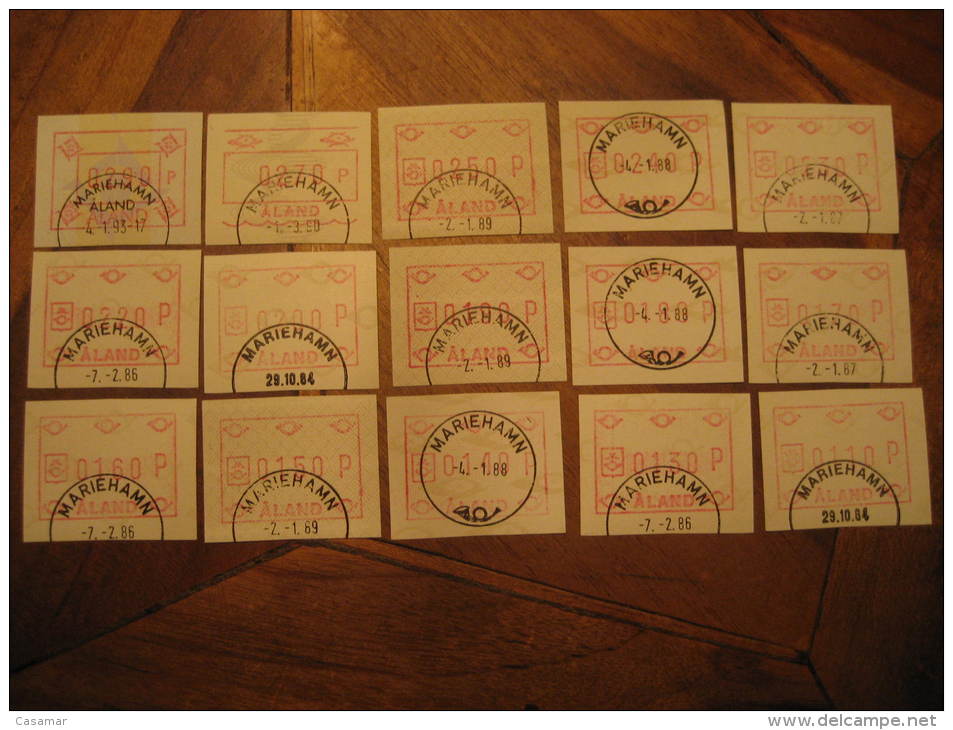 15 Different Mariehamn Used Cancel ATM Frama Label Franking Labels Aland Finland - Aland