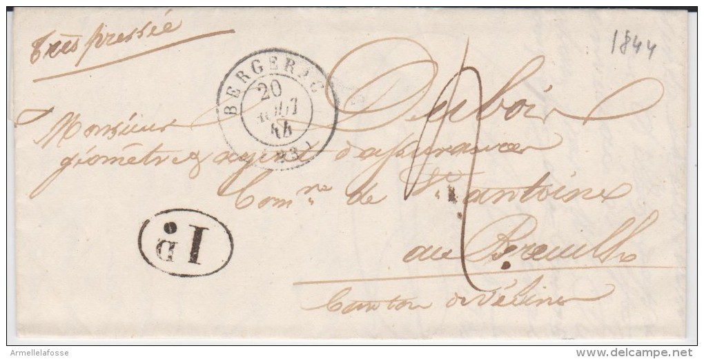 CAD De Bergerac (Dordogne) De 1844 T15 N Tm2 + 1d - 1801-1848: Vorläufer XIX