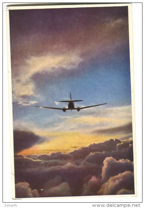 UNITED AIRLINES Mile By Mile UnitedMainliners Fly Toward The Age Of Flight Color Card 1950'ies - 1946-....: Moderne