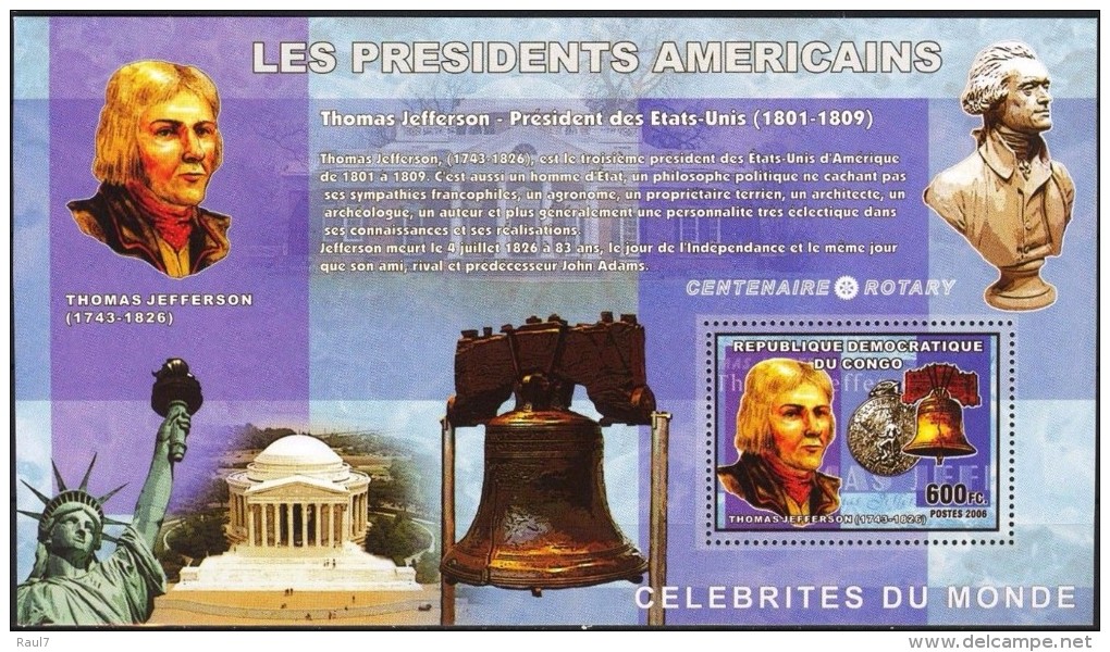 R. D. Du Congo 2006 - Présidents Américains, Thomas Jefferson - BF ** Neufs // Mnh - Ungebraucht