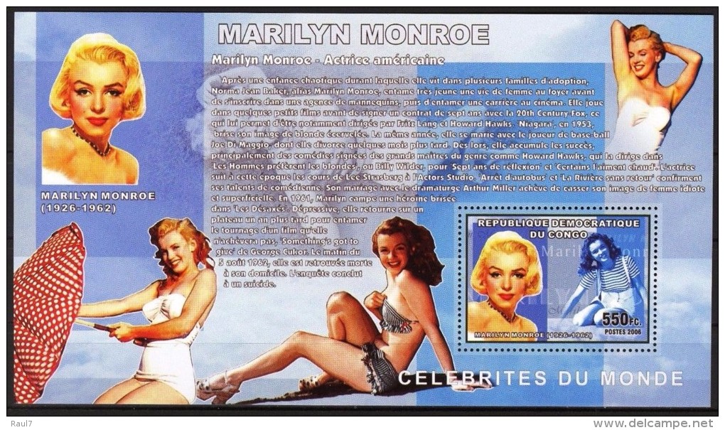 R. D. Du Congo 2006 - Actrices Américaines, Marylin Monroe I - BF ** Neufs // Mnh - Ungebraucht