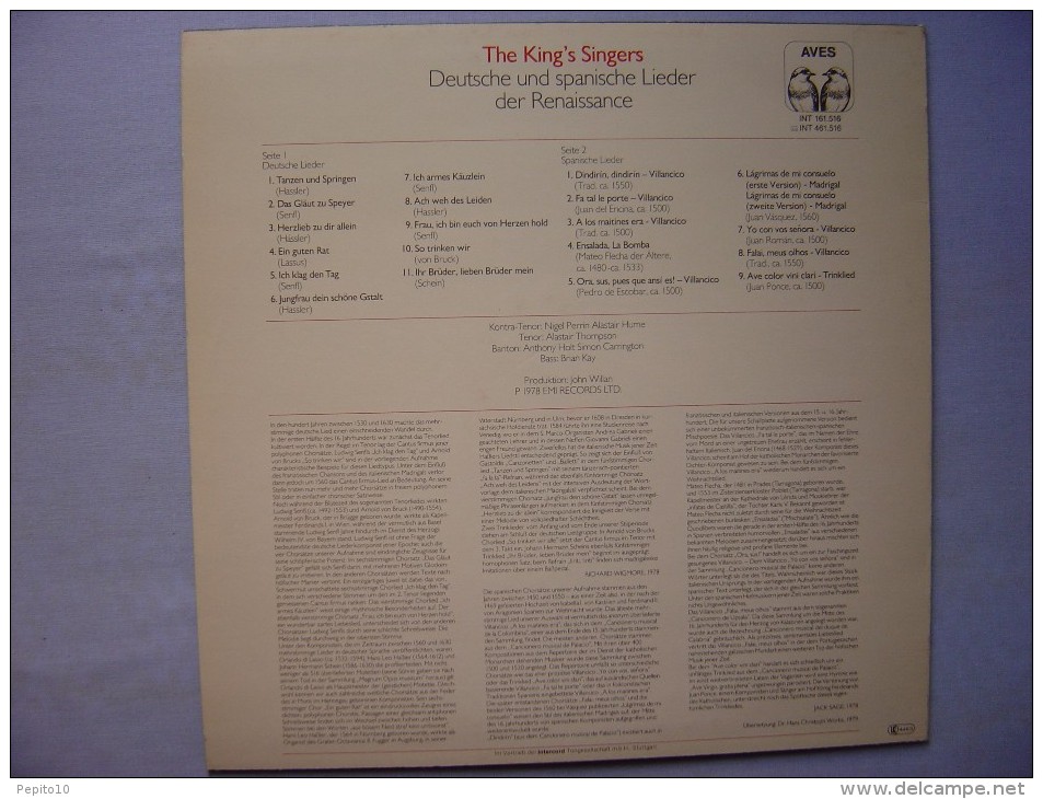 Vinyle---KING'S SINGERS : Deutsche Und Spanische Lieder Der Renaissance - Sonstige - Deutsche Musik