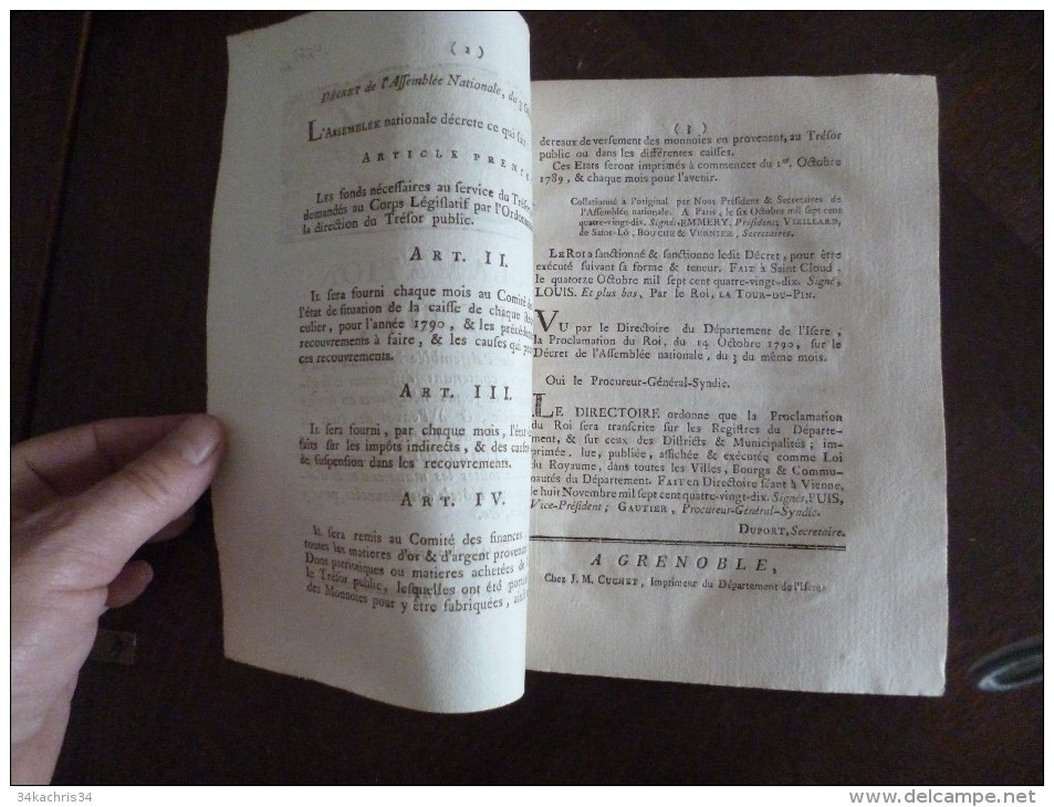 Proclamation Du Roi 14 /10/1790 Signalisation Des états De Matières D'or Et D'argent Portées à L'Hôtel Des Monnaies - Wetten & Decreten