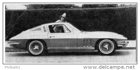 Automobiles Rétros. Photo De Voiture Ancienne. La Chevrolet Corvette. Verso : Caractéristiques Techniques De La Voiture. - Voitures