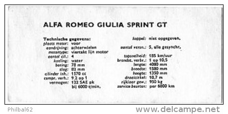 Automobiles Rétros. Photo De Voiture Ancienne. Alfa Romeo Giulia Sprint GT : Caractéristiques Techniques De La Voiture. - Cars