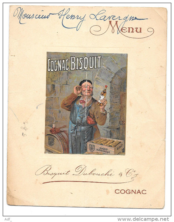 MENU PUB . PUBLICITE POUR LE COGNAC BISQUIT 2/06/1926 - Menus