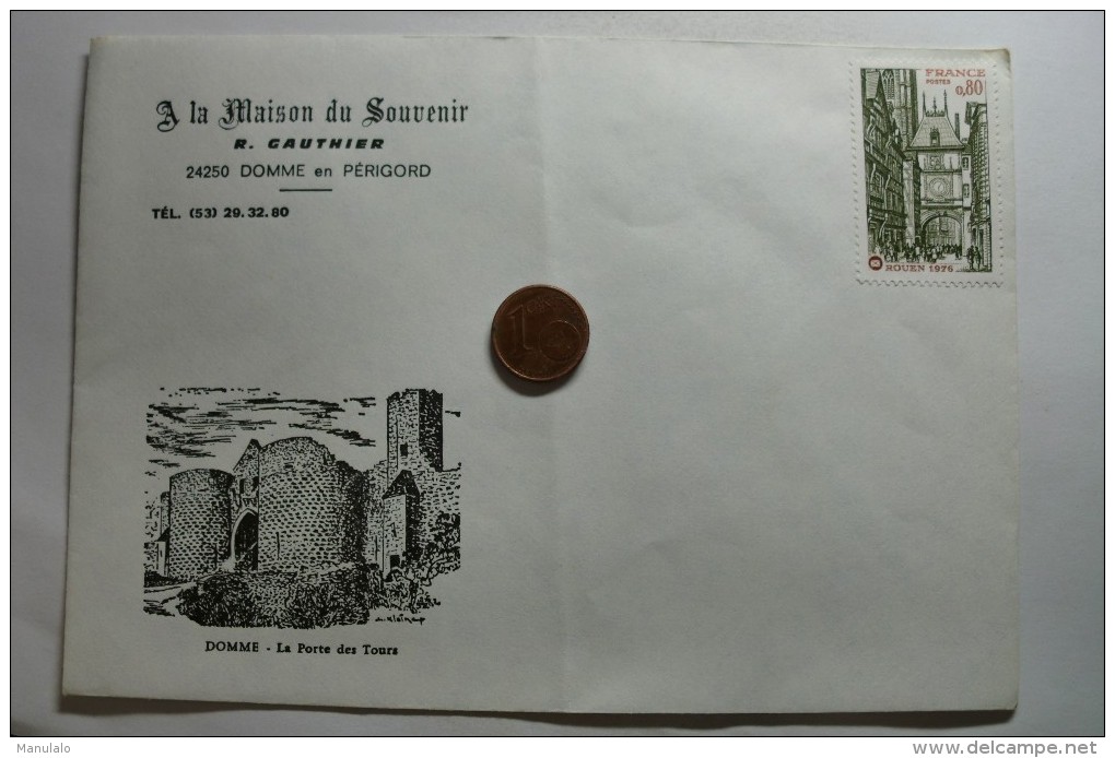 Enveloppe Publicité - à La Maison Du Souvenir R. Gauthier 24250 Domme En Périgord - Rouen 1976 - 0.80 € - Collections