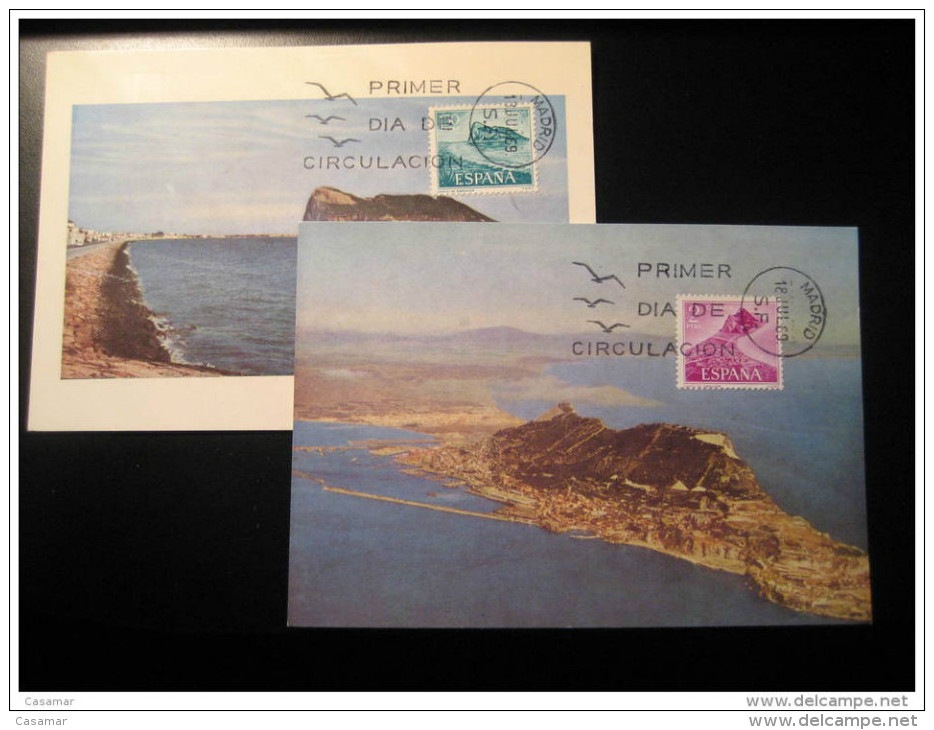 Campo De Gibraltar Peñon Roca 2 Sellos Stamps Tarjetas Marxima Maximum Maxi Card Spain British Colonies Madrid - Gibraltar