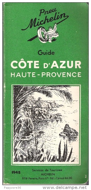 Guide Vert MICHELIN " Côte D'Azur-Haute Provence " - Année 1948 - Michelin (guide)