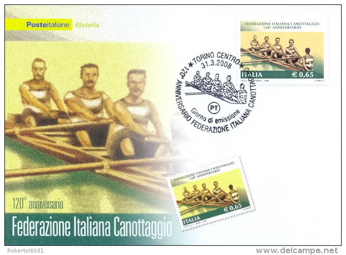 Italia 2008 FDC Maximum Card 120° Anniversario Della Federazione Italiana Canottaggio - Canottaggio