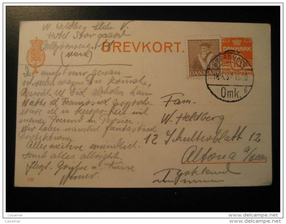 Kobenhavn 1937 To Altona Germany Stamp On Postal Stationery Card Denmark - Covers & Documents